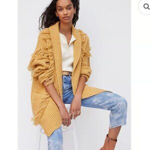 Anthropologie Amansa Yellow Fringe Cardigan